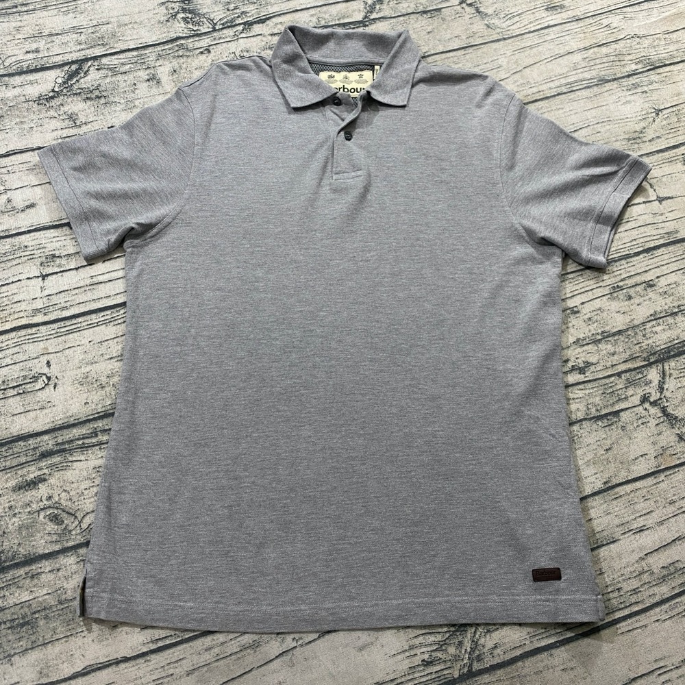 Barbour Polo Shirt Pique Cotton Modal Heather Gray Mens M Casual Summer Chad
